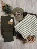 Olive Striped Knit Top