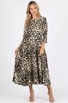 pleated midi cheetah dress w/pockets