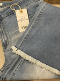 High Rise Flare Jean w/ Raw Hem