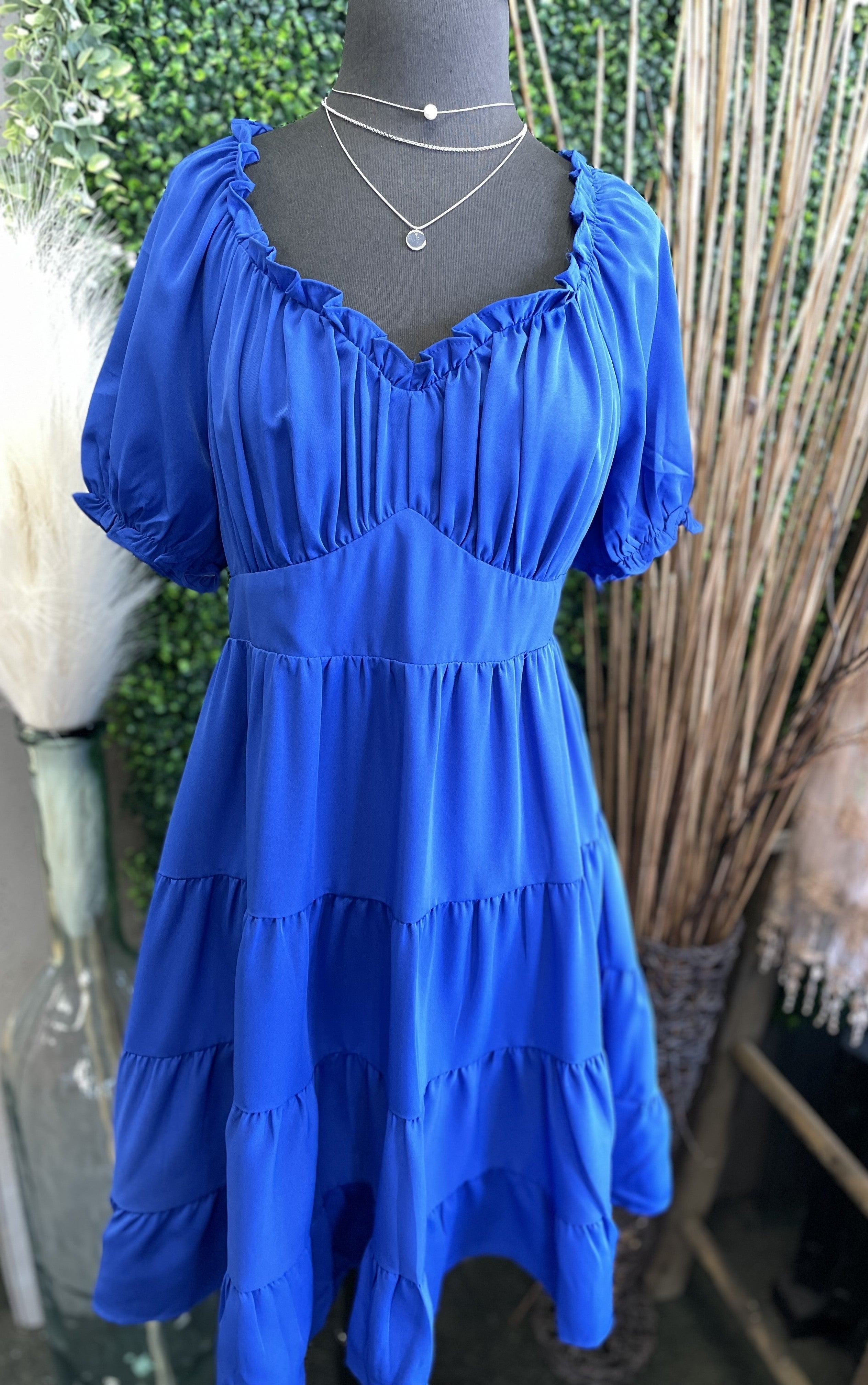 Tiered Dress with Bubble Sleeves
