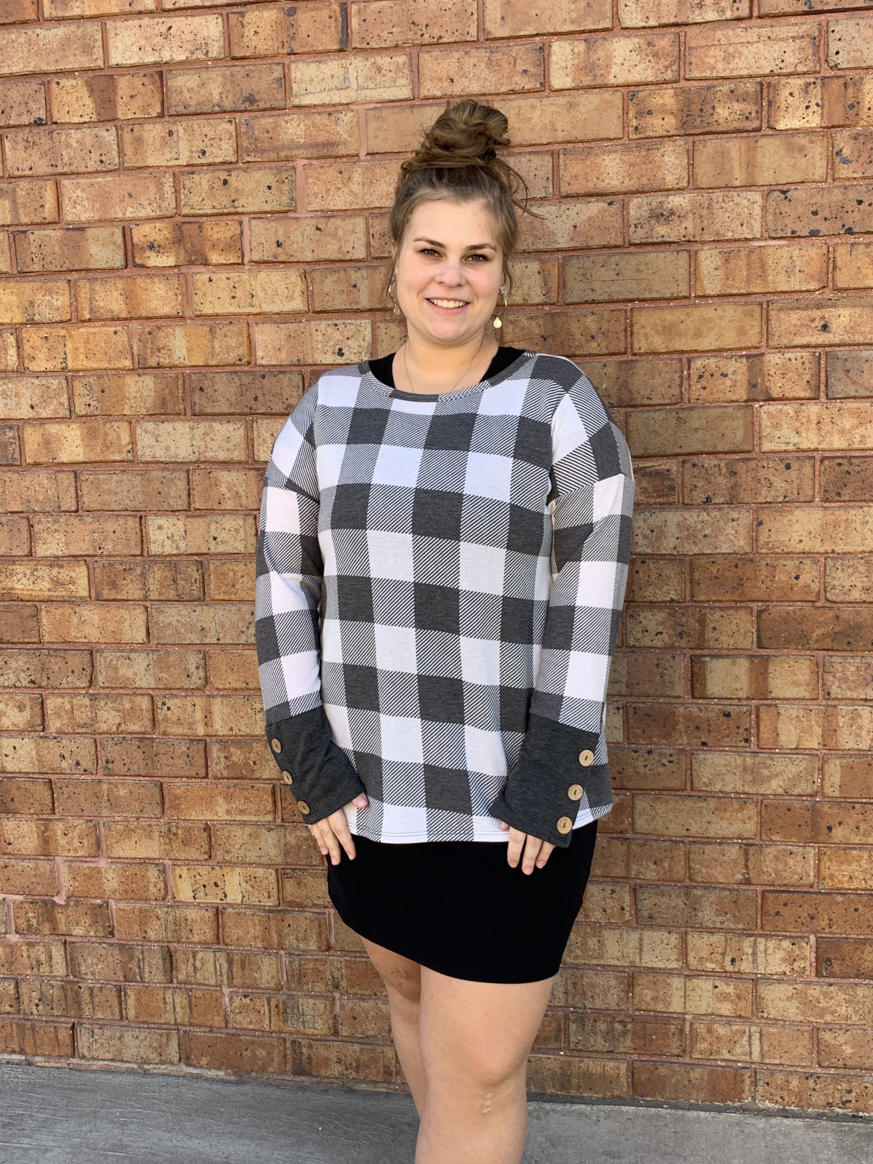 gray buffalo check pullover