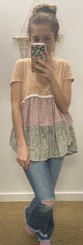Color Block Babydoll Top