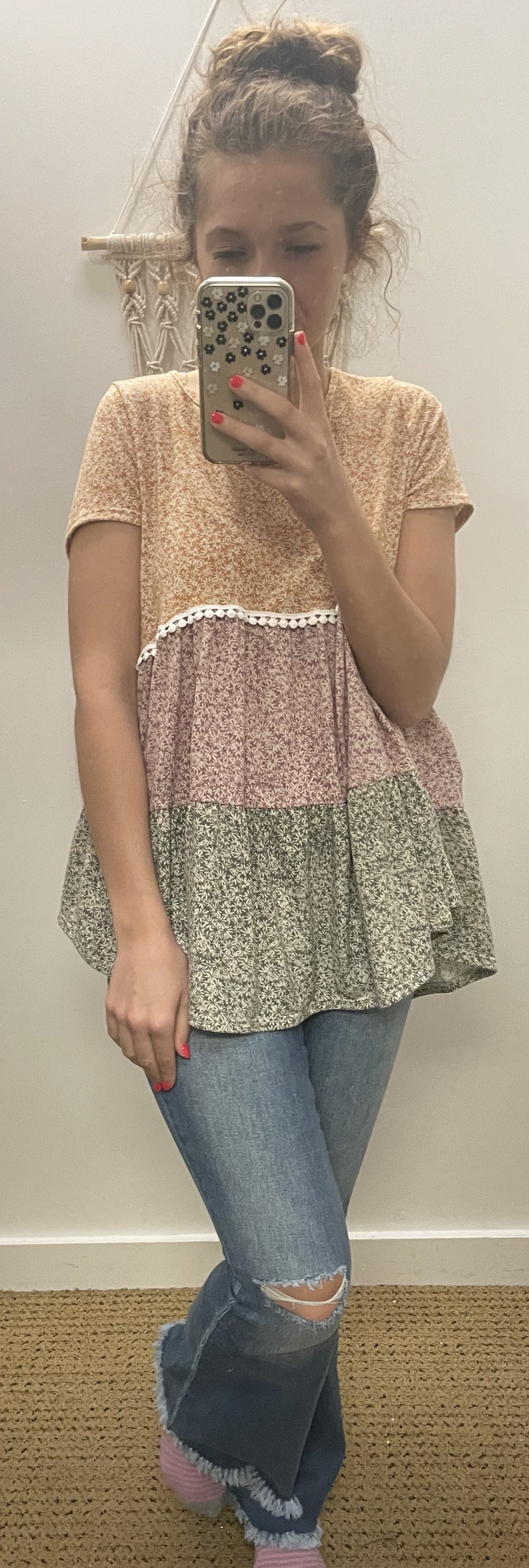 Color Block Babydoll Top