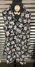 Button Front Floral Sleeveless Tunic