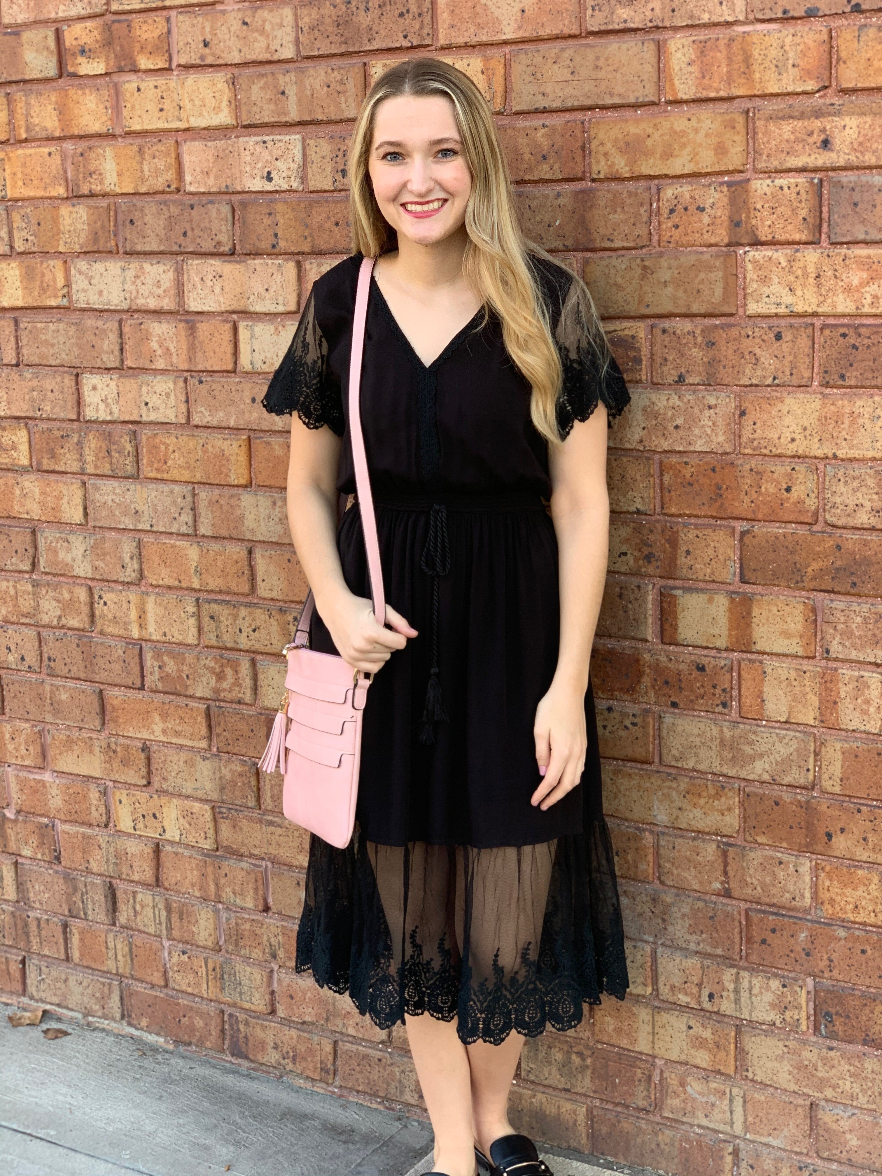 Black Lace Insert Dress
