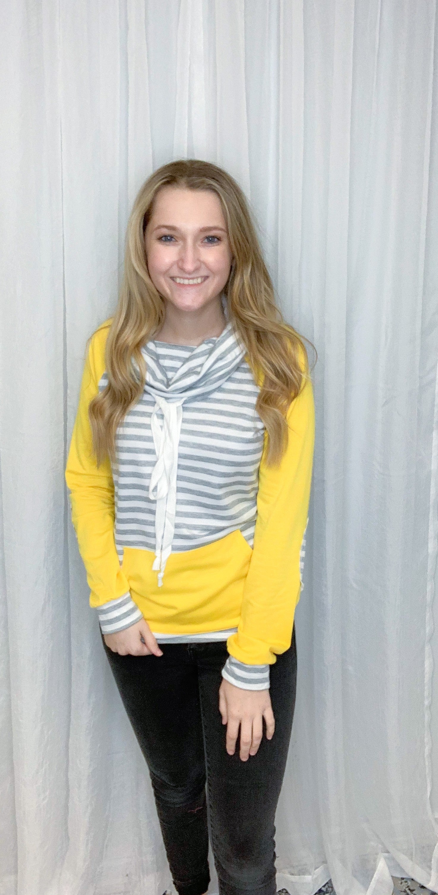 Yellow Sleeve Striped Pullover