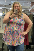 Floral Tank w/ Round Hem