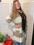 Striped Long Sleeve Button Cardi
