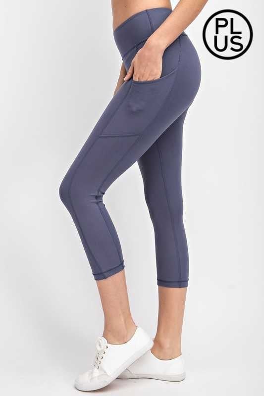 vintage denim capri yoga pants with pockets