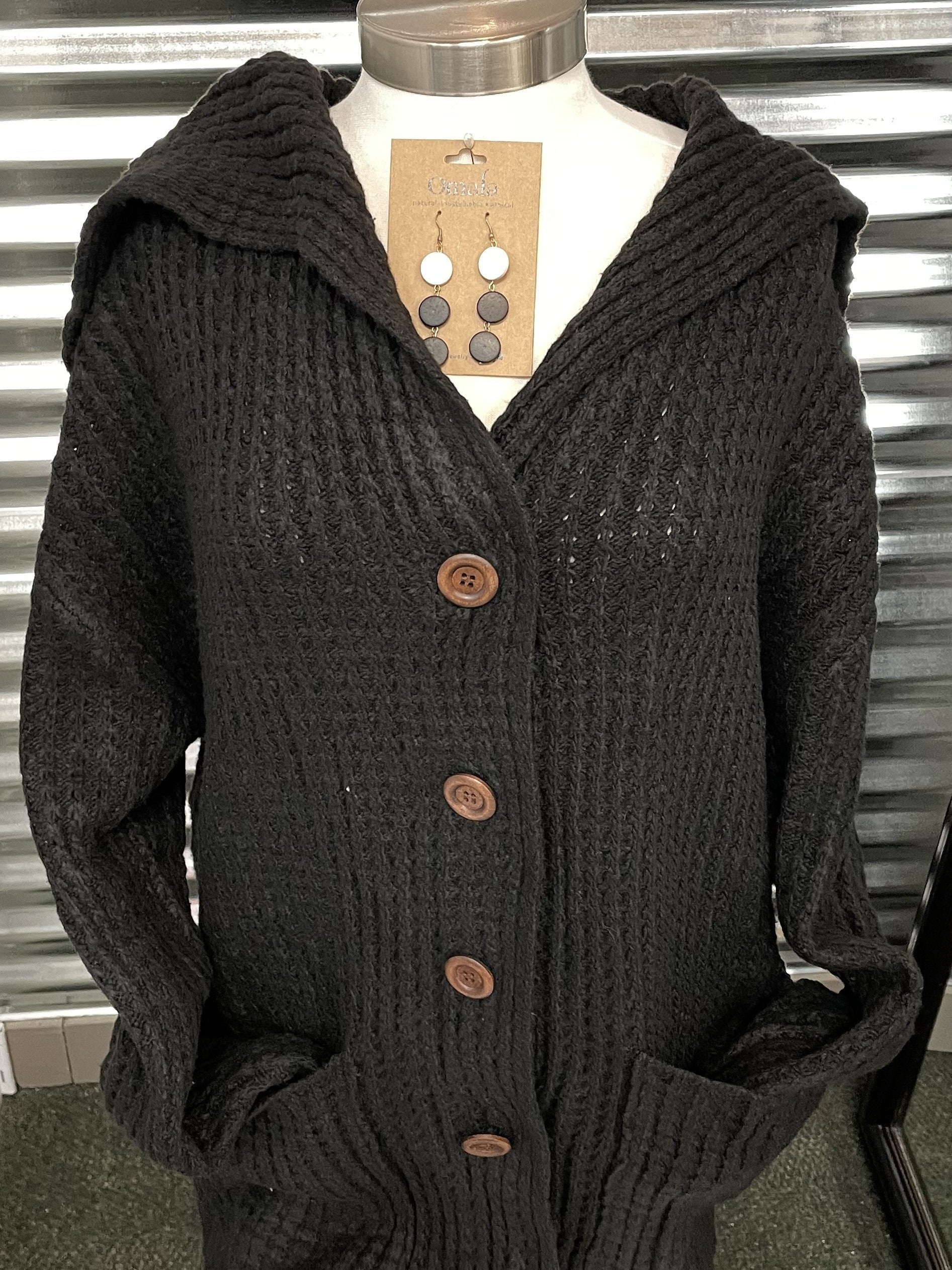 Collared Knit Sweater w/ Front Pockets