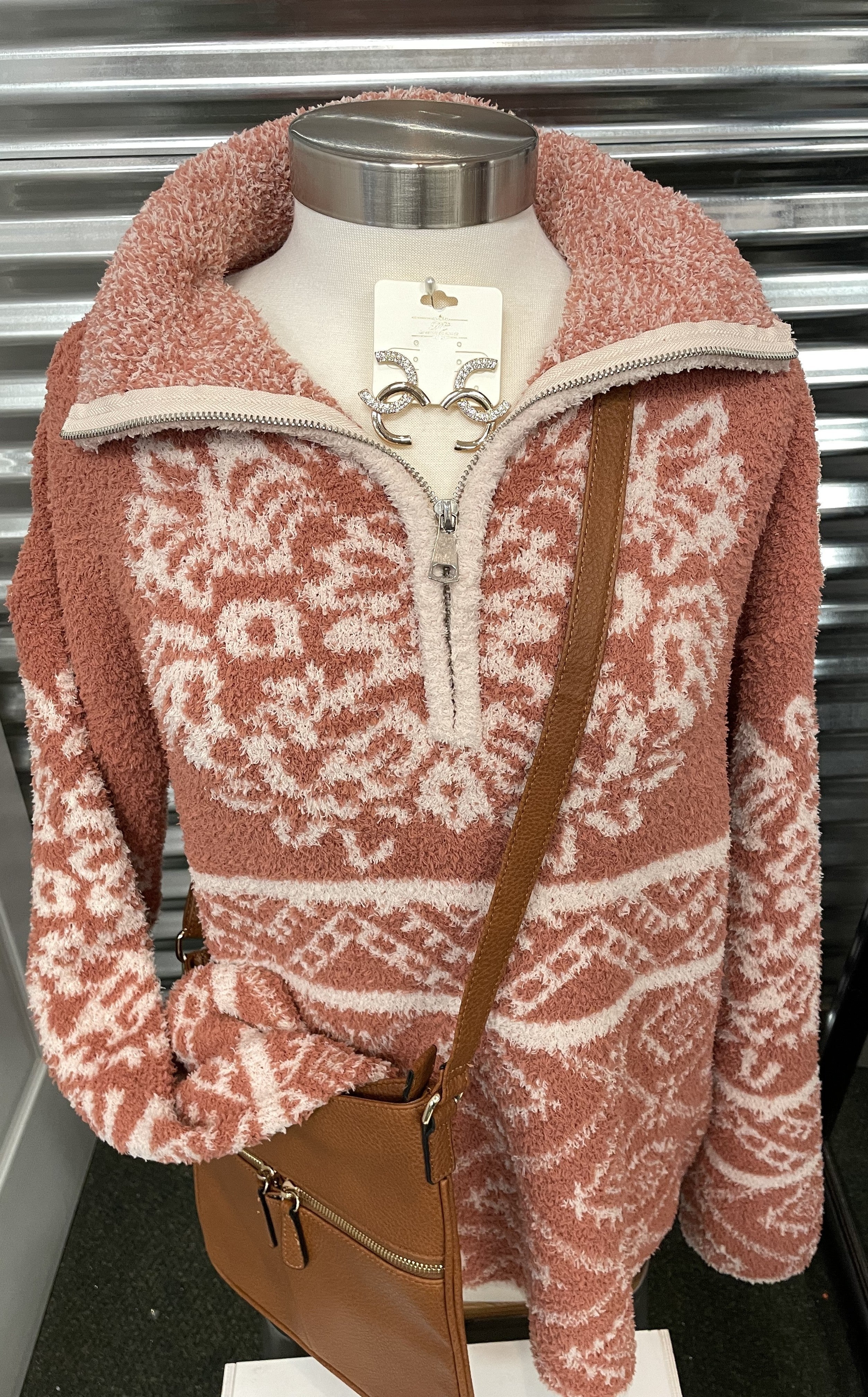 Quarter Zip Fuzzy Pullover