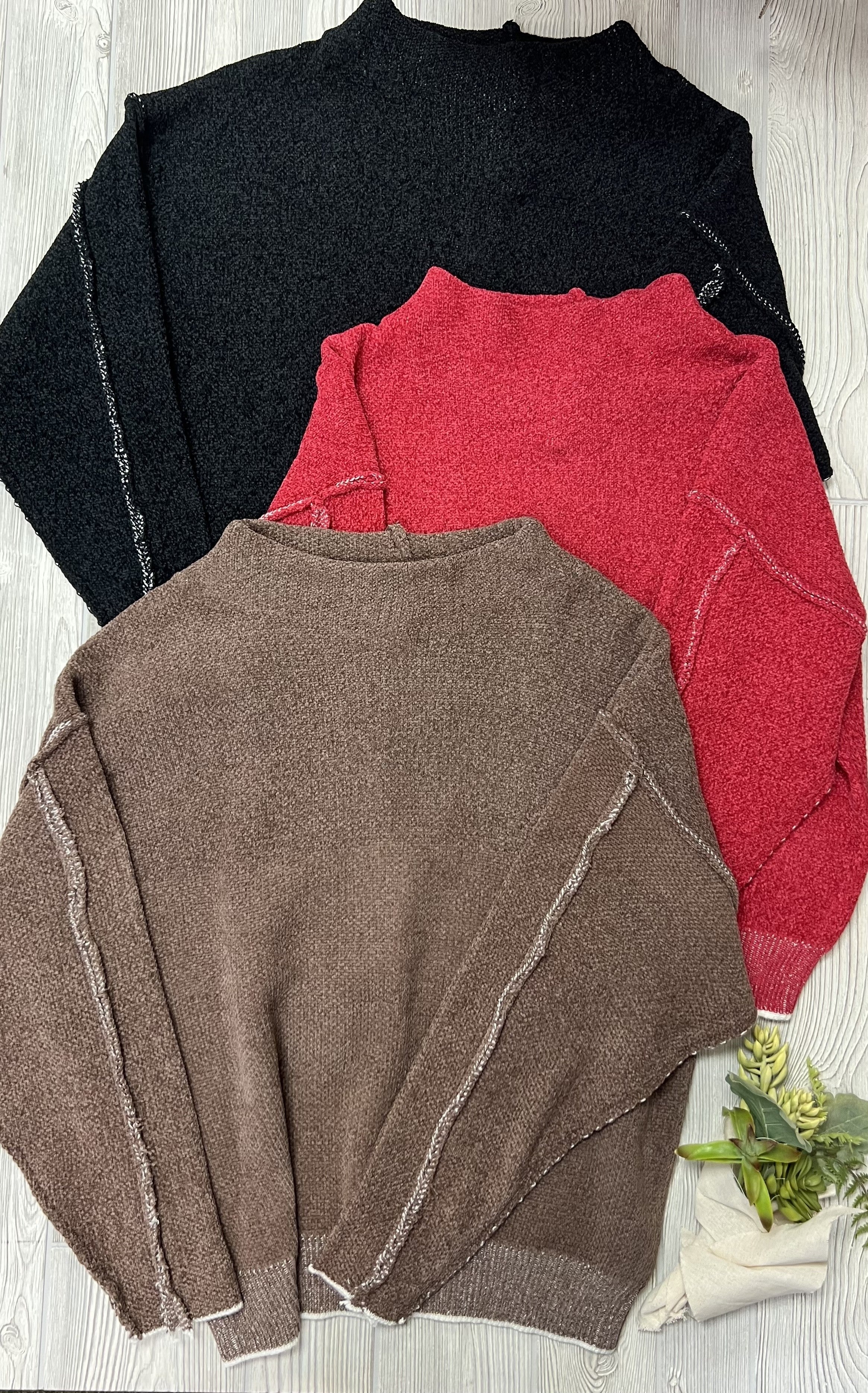 Oversized Mock Neck Chenille Sweater