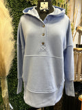 Half Button Hooded Pullover w/ Kangaroo Pouch