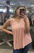 Floral Tank w/ Lace Trim