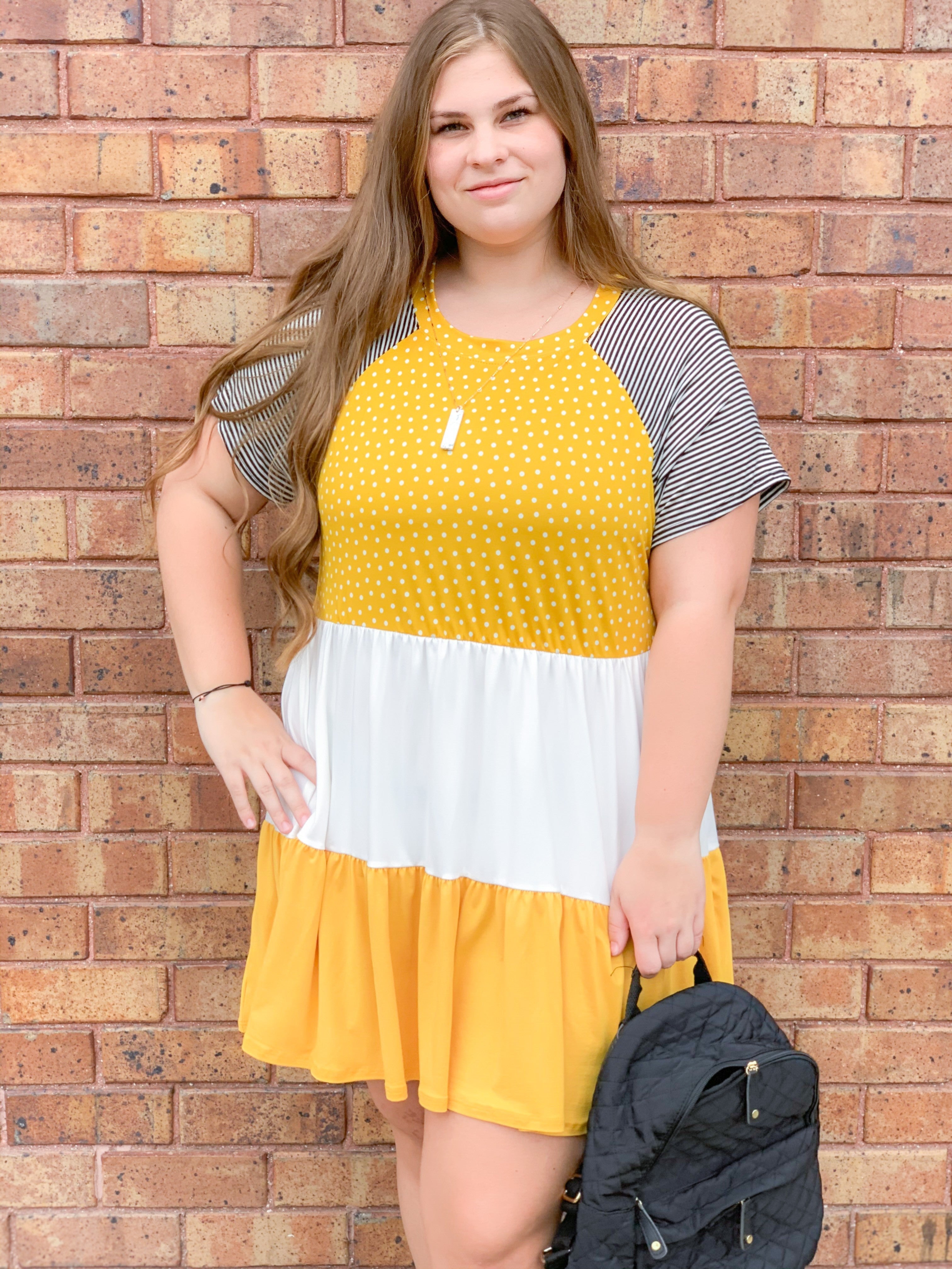 Mustard Tiered Print Dress