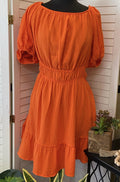 Midi Dress w/ Smocked Back Self Tie