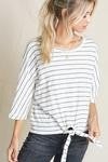 grey striped tie front top