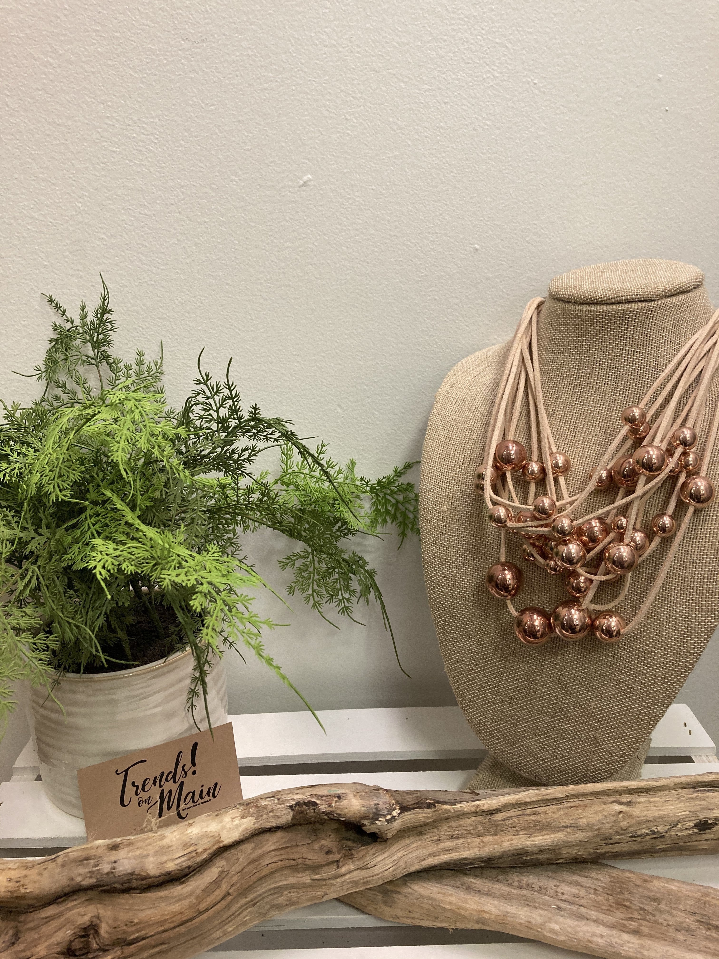rose gold cluster beaded necklace