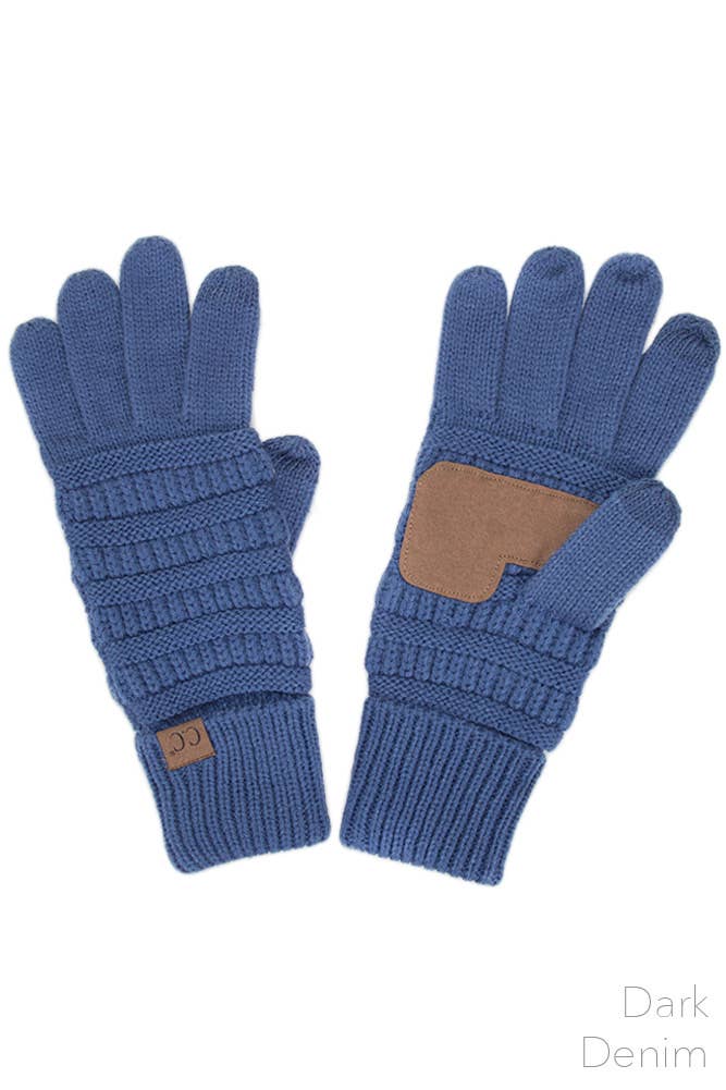 C.C Knitted Touch Screen Compatible Gloves: Black