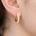 Gold Dipped Pearl Accent Huggie Hoop Earrings: G