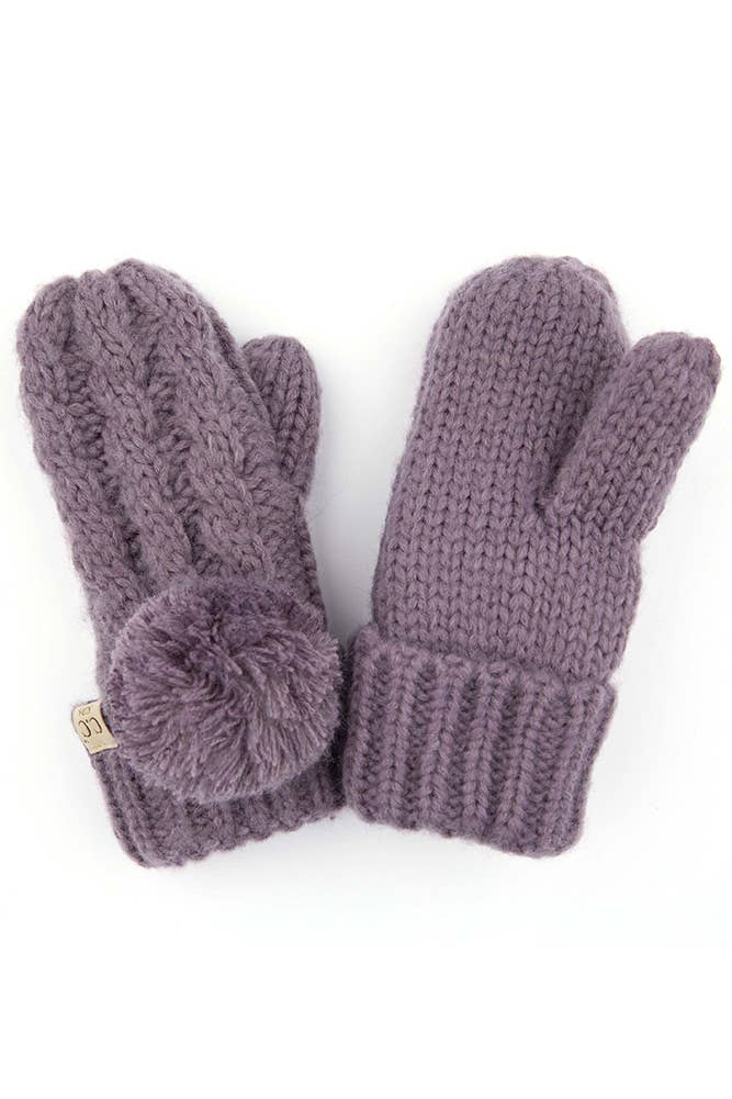 C.C Kids Pom Kids Glove With Fuzzy Lining: Ivory