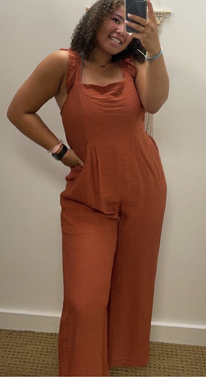 Ruffled Jumpsuit w/Wide Legs