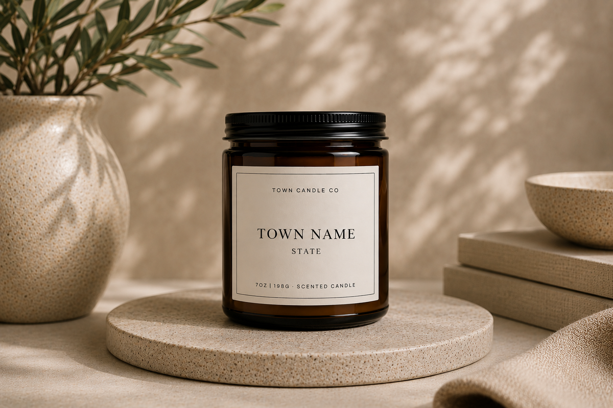 Custom Town Name + State Candle: Coconut Milk + Beach Florals