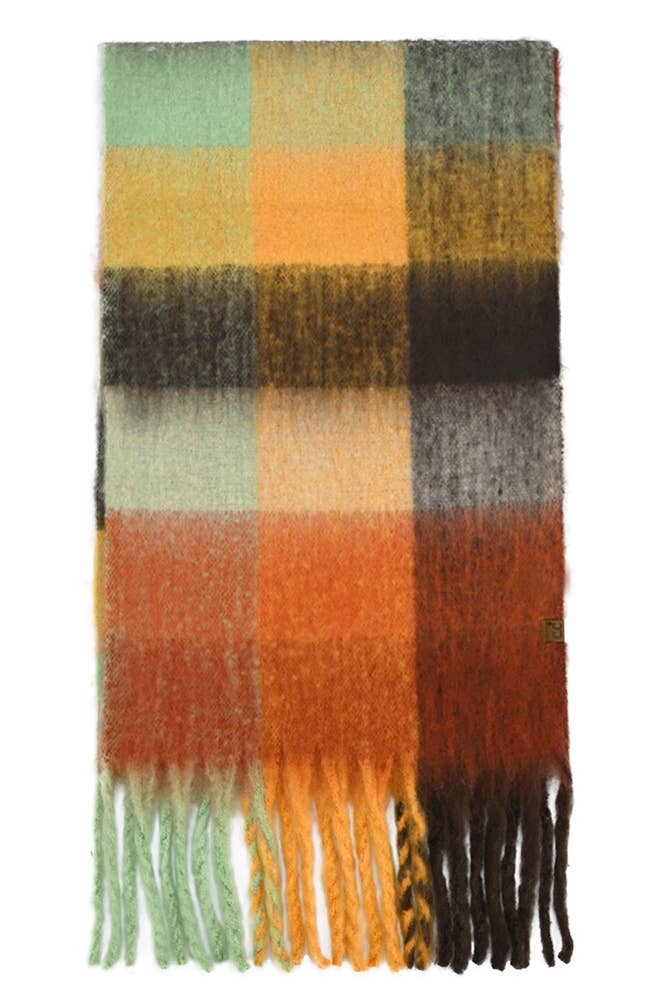 C.C Multi Color Block Plaid Check Pattern Woven Winter Scarf: 2