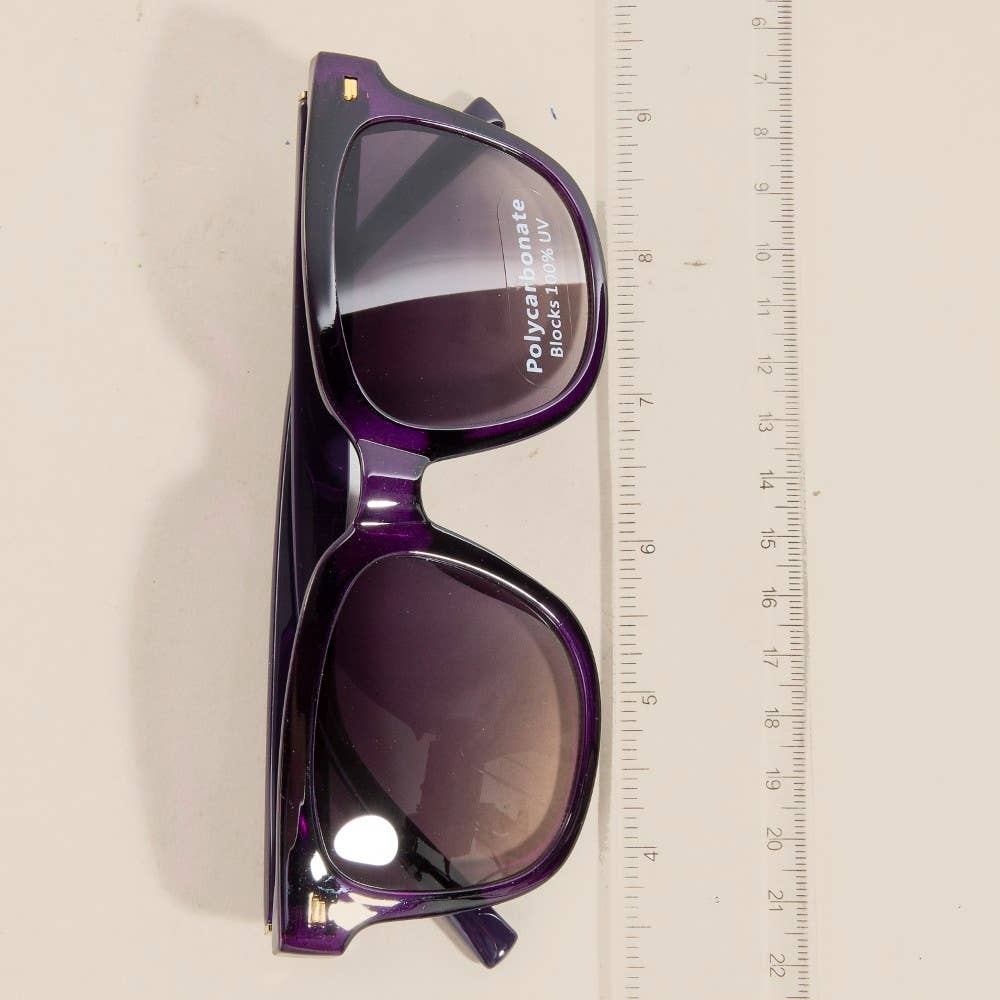 Square Frame Metallic Accent Sunglasses Set: ASSORTED