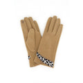 Leopard Trim Cuff Touchscreen Gloves: TP