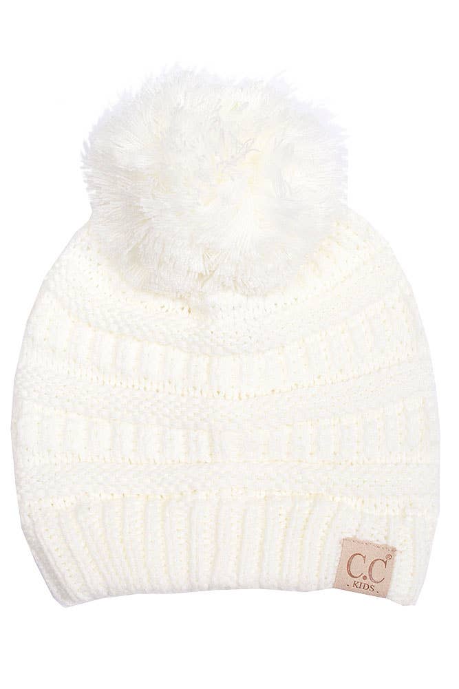 C.C Kids Solid Knit Pom Beanie: New Candy Pink