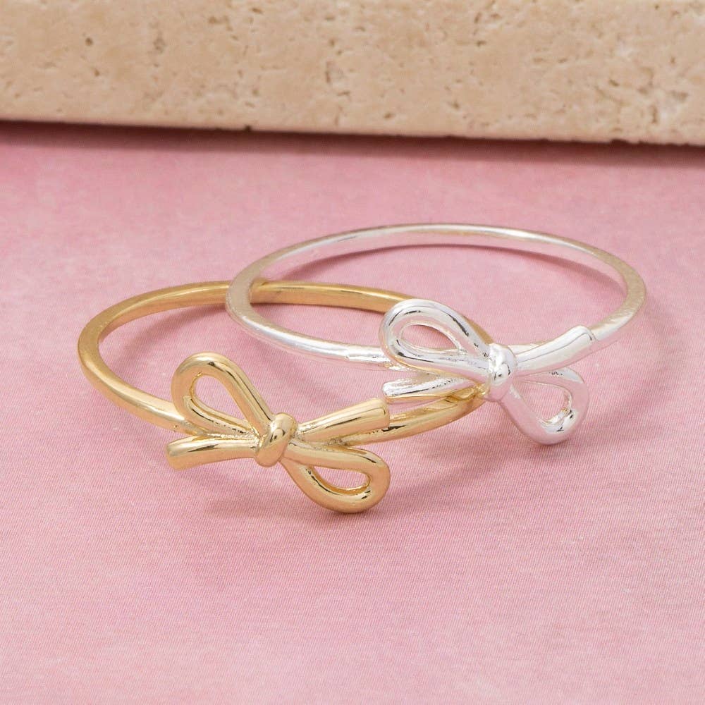Gold Dipped Ribbon Bow Ring: G