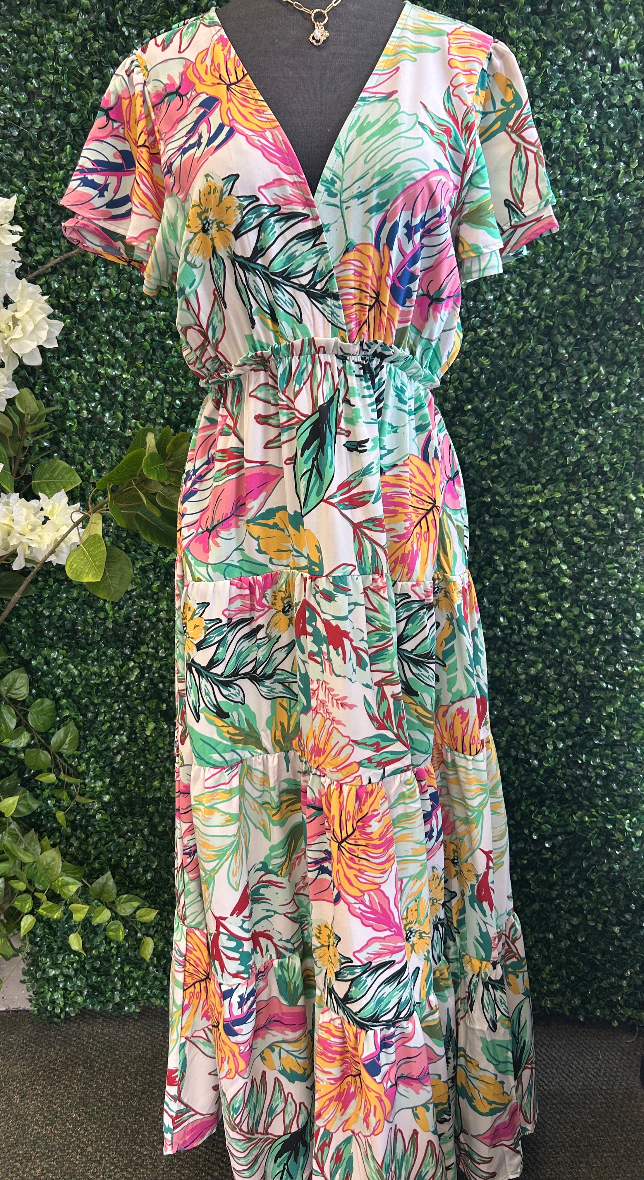 Floral Mixed Print Midi Dress