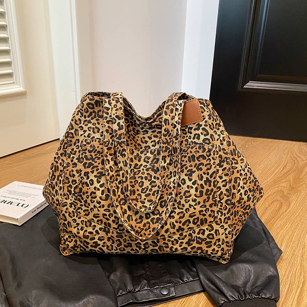 Vintage Fashion Leopard Print Shoulder Bag: Brown