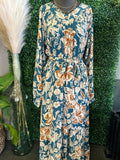 Woven Floral Dress w/ Tie Waist