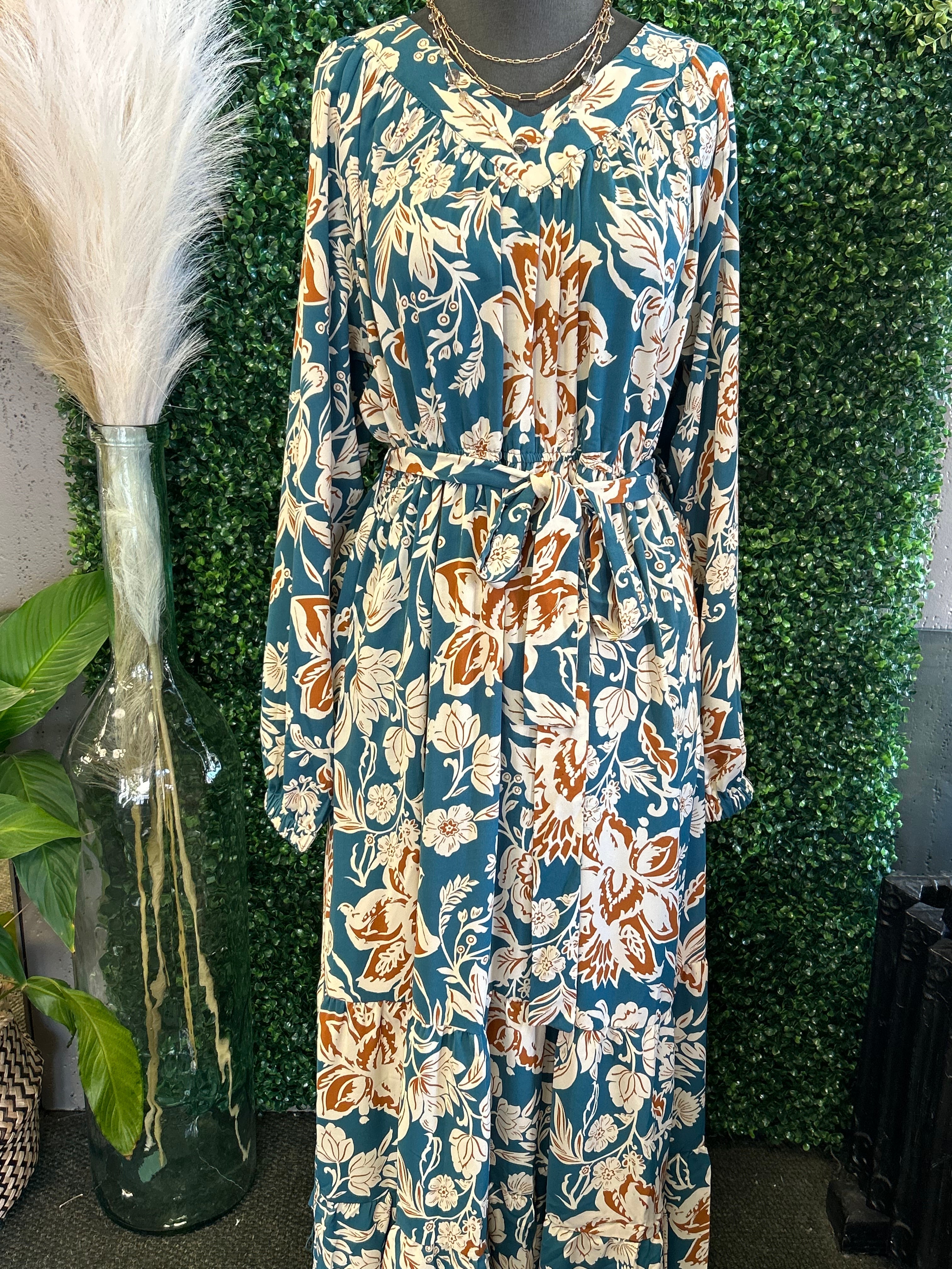 Woven Floral Dress w/ Tie Waist
