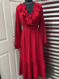 Ruffle Smocked Babydoll Midi Dress
