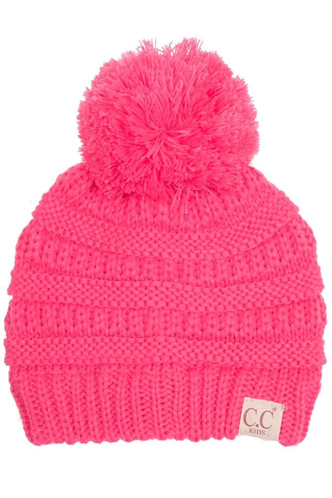 C.C Kids Solid Knit Pom Beanie: Denim