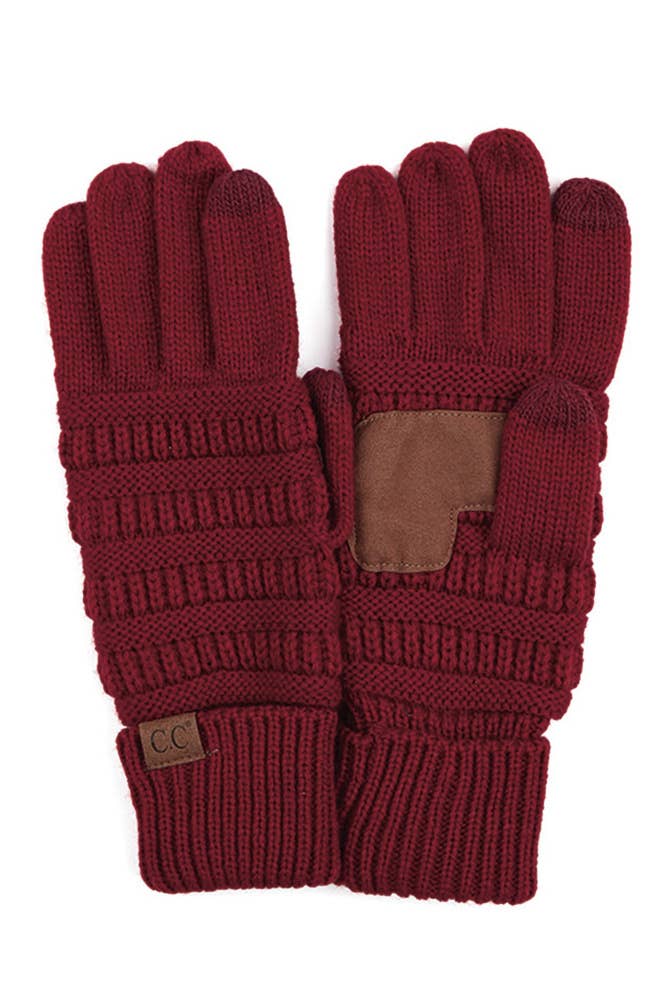 C.C Knitted Touch Screen Compatible Gloves: Cardinal