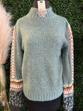 Mock Neck Leopard Sleeve Sweater