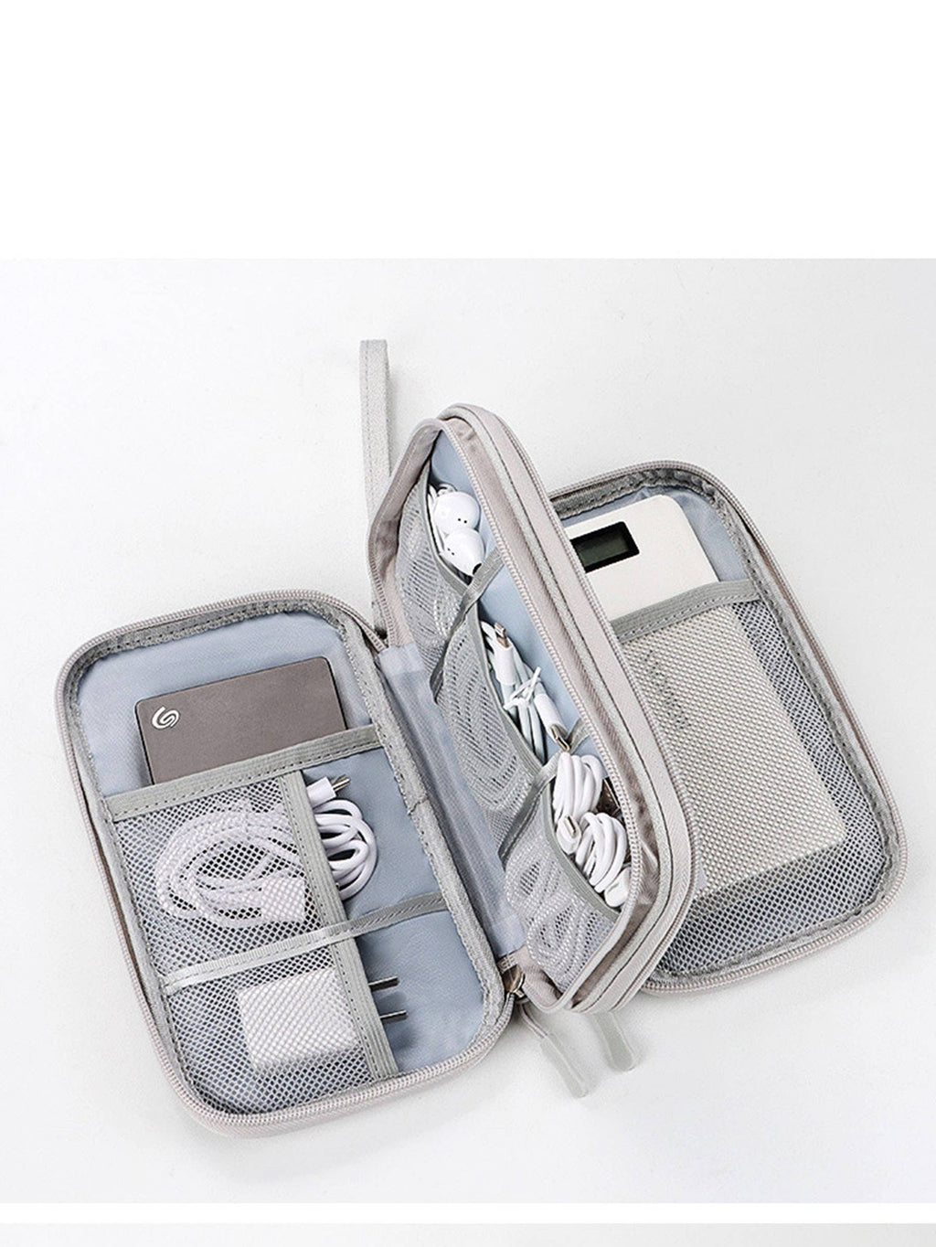 Electronic Organizer with 3 Compartments Travel Portable Bag: Black