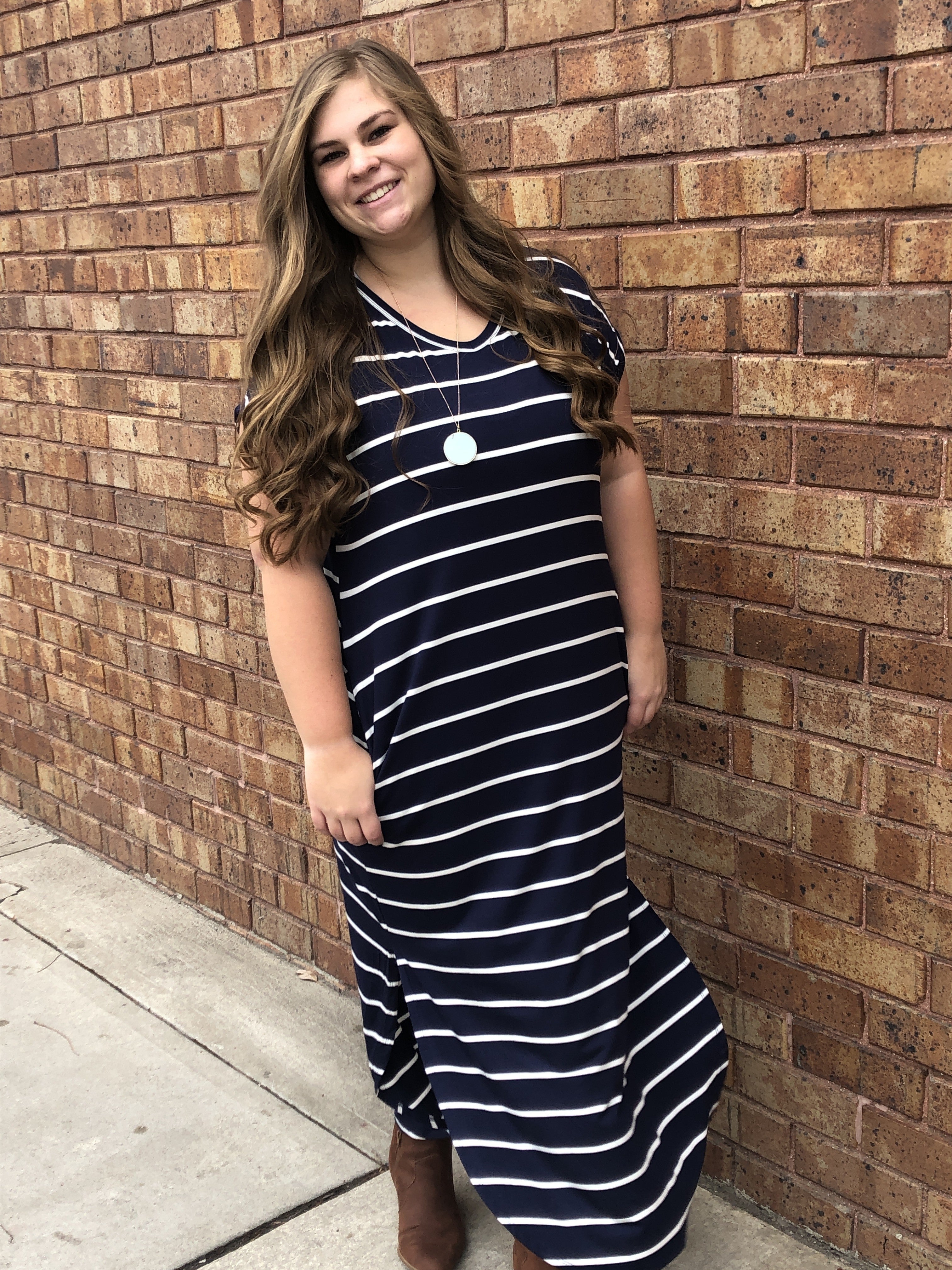 Plus Size Basic Stripped Maxi Dress