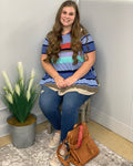 Short Sleeve Stripe Tunic Top