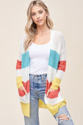Striped color block cardi