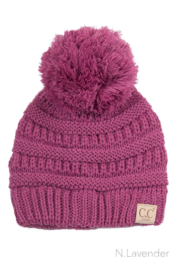 C.C Kids Solid Knit Pom Beanie: Indi Pink