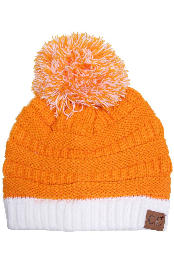 C.C Team College Color Game Day Beanie: 08. Orange/White