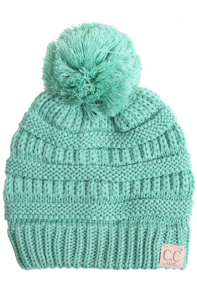 C.C Kids Solid Knit Pom Beanie: New Candy Pink