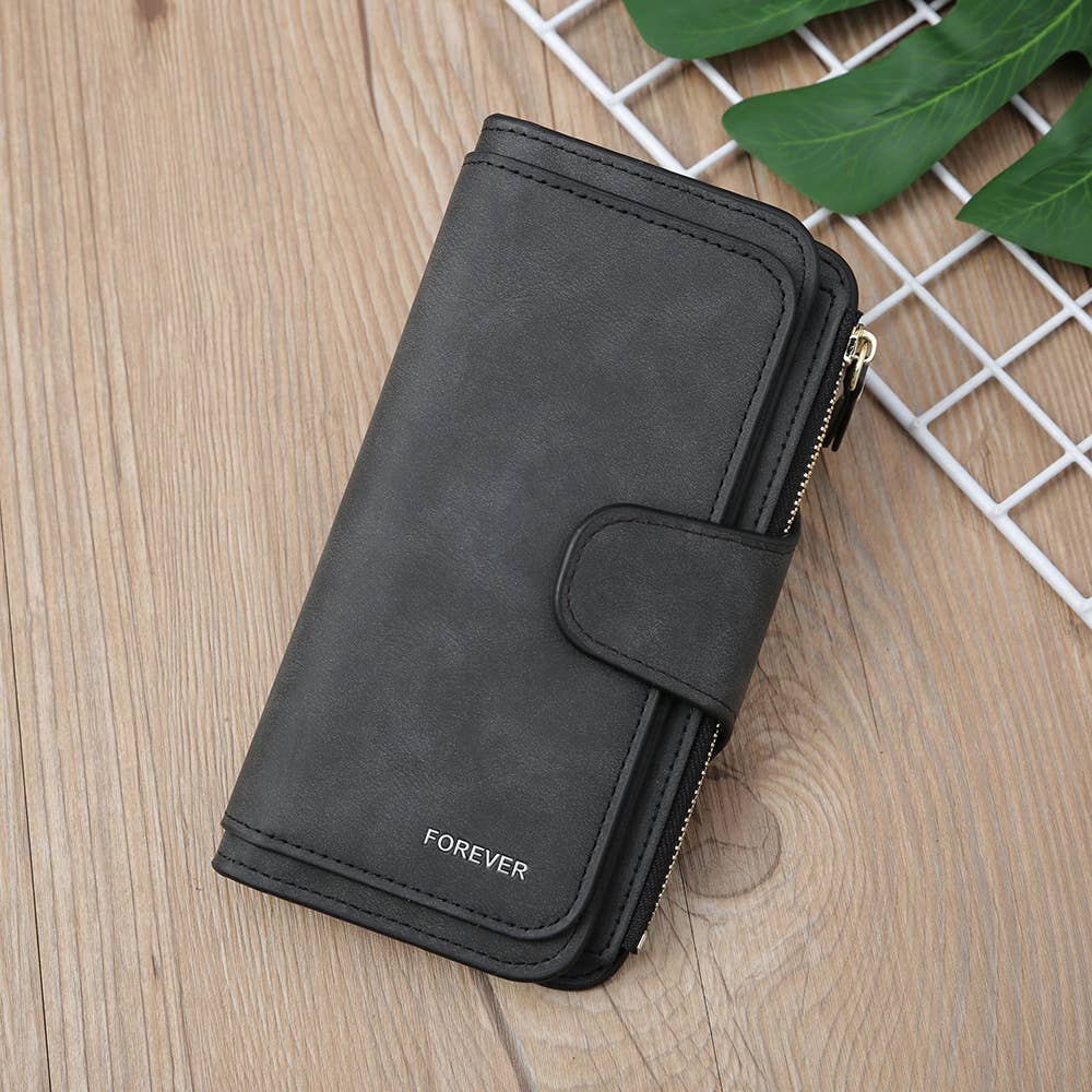 Long women's matte PU multi-purpose women's wallet: Pink