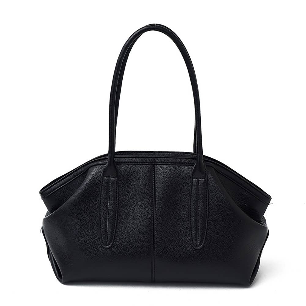 Soft Faux‑Leather Retro Tote Shoulder Purse for Daily Work U: Coffee