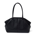 Soft Faux‑Leather Retro Tote Shoulder Purse for Daily Work U: Black
